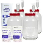Gutbasket Wine Making Kit - Wine Supplies for 80L Wine, Fermentation Jar 4 L, Wine Yeast, Airlock and No Rinse Sanitiser- Complete DIY Home Brew Kit (4 Jar Set)