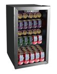 Frigidaire Beverage Refrigerator, Fridge with Glass Door, Compact Mini Fridge with Digital Temperature Control, Fits 115 Cans or 34 Bottles, 96L Capacity - 19.1"D x 17.5"W x 31.2"H