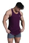 Jed North Men's Quick Dry Microfiber Bodybuilding Stringer Tank Top Weight-Training Y-Back Racerback,DarkPurple,Large