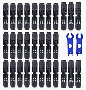 AirTACDINGJU 60PCS Solar Connectors Wire Panel pv Connector （14-10AWG） Cable with Spanners IP67 Waterproof Male/Female (30 Pairs)