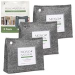 MOSO NATURAL Unscented Stand-Up Air Purifying Bag 300G Pack Of 3. Odor Eliminator, Odor Absorber For Closet And Bathroom,Chemical-Free| Long Lasting Charcoal Bags | Lasts up to 2 years!