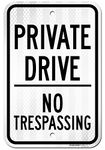 Private Drive Sign, No Trespassing Private Road Sign, 3M Engineer Grade Prismatic .080 Reflective Outdoor Aluminum, 18" x 12" - by My Sign Center, A87-236RA