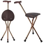 Folding Cane Carrying seat, Elderly Cane Massage Chair can Withstand a Weight of 440 pounds. Triangle Base Silicone Foot pad, Anti Slip Height Adjustable, Lightweight 2.4 pounds, Easy to Carry.