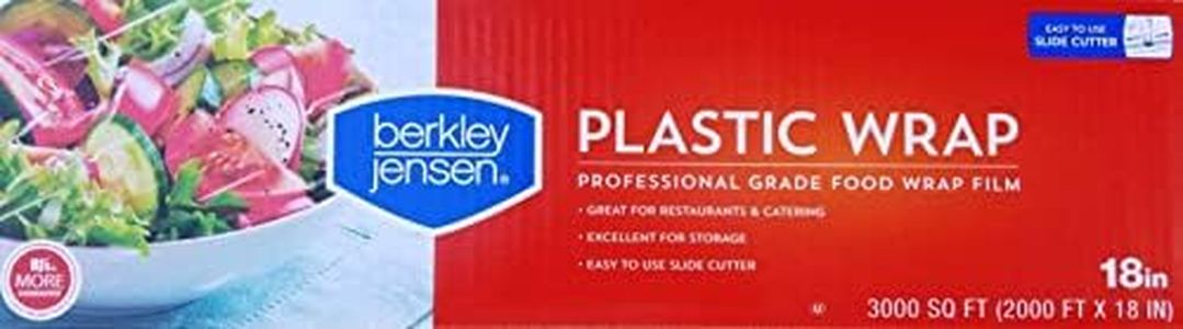 Berkley and Jensen Berkley Jensen Professional Plastic Wrap with Cutter Slide 3000 Foot X 18 Inches Food Service Film (18 Inch), Pack of Two
