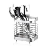 Kitchen Utensil Holder, Silverware Organizer Rack Cutlery Utensil Holder Stainless Steel Sink Utensil Holder Countertop for Dish Drying Rack (S-Sliver)