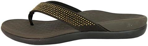 Womens Vionic Islander Rhinestones Orthotic Arch Support Flip Flops Sandals Brown