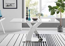 Furniturebox UK Rectangular Dining Room Table - Atlanta Modern High Gloss White Dining Table With Contrasting X Shaped Legs For 6 Seats - Elegant Dining Table (Dining Table Only)