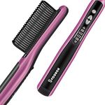 Fast Heating Hair Straightener Brush - Anti Scald Ceramic Straightener Brush,Anti Scald Ceramic Straightening Brush with 6 Temp Settings 20 Minute Auto-Off Straightening Comb for Home,Travel and Salon