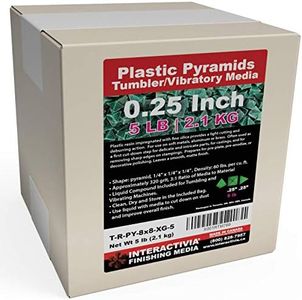 1/4 Inch Green Plastic Resin Pyramid (Approx 320 grit) Tumbling or Vibratory Media 5 lbs / 2.2 kg | Includes a (Clean, Dry and Store) Bag | for use in Vibrating Tumbler or Rotating Tumblers