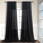 Pitalk Black Extra Long Curtains 120 Inches Long for Living Room 2 Panels Rod Pocket Back Tab Draperies Semi Privacy Light Filter Curtains for Patio Sliding Glass Door Vertical Blinds Shade 10 FT Tall