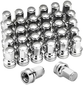 M14*1.5 Ford F250 Lug Nuts 32Pcs,Replacement for 2017-2024 Ford F250/F350/F450/F550/F600, 21mm Hex 48mm Length Chrome OEM Factory Style Wheel Nuts with Attached Washers HCPZ-1012-B HCPZ-1012-A