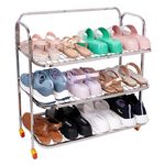 LOGENTA Stainless Steel Adjustable Multipurpose Shoe Rack Organizer Stand 3 Shelfs for Home & Office Utility Rack | Footwear Stand Floor Standing Wt-4.5kg