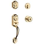 Kwikset featuring SmartKey Montara Single Cylinder Handleset with Juno Knob in Polished Brass 553MNHXJ 3 SMT CP