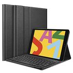 HOM Tri Fold Wireless Bluetooth Keyboard Stand with Detachable Tablet Cover Case for iPad 9th / 8th / 7th Generation (2021/2020/2019) 10.2 Inch