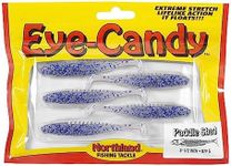 Northland Tackle Eye Candy Paddle Shad Floating 3.5" Soft Plastic Minnow Bait for Walleye Fishing, 5 Baits Per Pack, Glo Moonlight