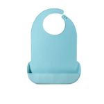 Adjustable Waterproof Silicone Adult Bibs with Crumb Catcher for Elderly Eating (Light blue, Large)