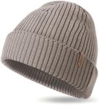 Outdoor Shaping Warm Merino Wool Hat Ribbed Winter Knitted Hat Men Women Breathable Beanie 100% Wool for Outdoor Running Skiing, khaki, One Size