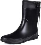 Asgard Women's Mid Calf Rain Boots Collar Gardening Boots Ultra Lightweight Portable Garden Shoes Black 36 (Size 6-6.5)