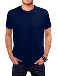 Love My Fashions Men's Round Neck Short Sleeves Plain T-Shirt Deep Navy