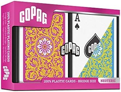 Copag 1546 Neoteric Design 100% Plastic Playing Cards, Bridge Size with Regular Index and Jokers, Yellow/Pink/Blue Double Deck Set