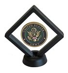 3D Floating Frame, Shadow Box, Medallion Medal Challenge Coin Chip Display Case Stand Holder Illusion Suspension Box (Black - Diamond Shape)