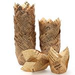 Supvox® 100Pcs Cupcake Liner, 5cm Diameter Tulip Cupcake Paper Cups, Food Grade Greaseproof Paper Baking Cups Muffin Liners Holders for Baking Weddings, Birthdays (Natural Newspaper Printed)