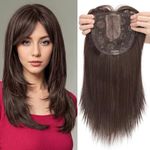 Hot Hairs 18 Inch Hair Toppers for Women with Thinning Hair Dark Brown Synthetic Straight Hair Extension 3 Clip in Hairpiece