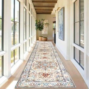 Cekene Carpet Runners for Hallways Non-Slip 80x300cm Extra Long Soft Touch Kitchen Runner Rug Washable Low Pile Entryway Runner Mat Long Floor Carpet Rug for Entrance Bedroom Laundry Room (Beige)