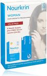 Nourkrin Woman for Healthy Hair Growth food supplement with Marilex, biotin and silica 180 tablet pack (3 month supply) with free Serum