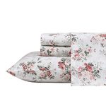 Laura Ashley - King Sheets, Cotton Percale Bedding Set, Crisp & Cool Home Decor (Ashfield Pink, King)