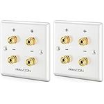 deleyCON Set of 2 Multimedia Speaker Boxes Wall Socket Wall Plate with Banana Plug Sockets for 2 Speakers (Red/Black) for Hi-Fi Surround Sound System Home Cinema Set of 2, MK5479