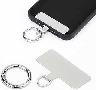 Phone Tether Patch, Universal Metal Phone Tether Tab with Spring Ring Lanyard Replacement Without Adhesive for Cell Phone (Silver)