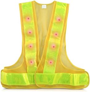 kwmobile LED Light Safety Vest - High Visibility Waistcoat Traffic Outdoor Night Warning Reflector Clothing Reflective