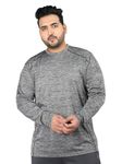 CHKOKKO Men's Plus Size Full Sleeve Round Neck Dry Fit Sports T-Shirt Dark Grey 3XL