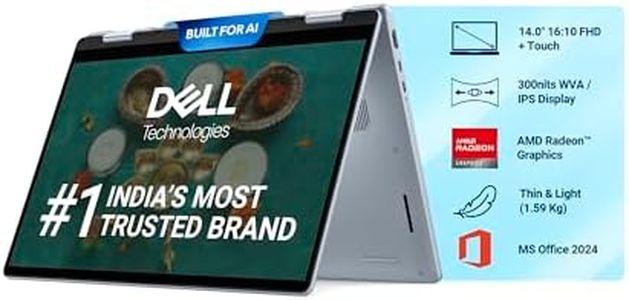 Dell Dell 14 Plus 2-in-1, Ryzen AI R7-350 Processor / 16 GB LPDDR5X/ 1 TB SSD / 14" (35.56 cm) FHD Plus, 300 Nits, Touch, Backlit + FPS Keyboard, 15 Month McAfee/Ice Blue/Win 11 + MSO'24,1.59 Kg