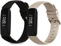 kwmobile Straps Compatible with Fitbit Inspire 2 / Ace 3 Straps - 2x Replacement Silicone Watch Bands - Black/Gold