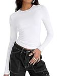 Zeagoo Women Long Sleeve Crewneck Slim Fit Shirts Basic Tee Tops 2024 Casual T-Shirt Going Out Workout Outfits