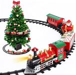 Train Set - Christmas Train Set for Around & Under The Tree, Electric Train Set with Light & Sound, Battery Operated Train Toys with Locomotive Engine, Cars & Tracks, Gift for Boys Girls Kids