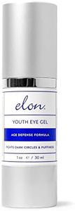 Elon Youth Under Eye Gel – Hyaluronic Acid Gel w/MSM, Plant Stem Cells - Anti Aging Eye Gel to Fight Dark Circles– Under Eye Puffiness Reducer– For All Skin Types, No Fragrance or Parabens (1oz/30ml)