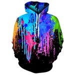 UIEIQI Men Cool Hoodie 3D Tie-Dye Hooded Sweatshirt Big Pocket Long Sleeve Hoody with Drawstring for Party