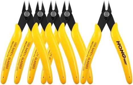 HongWay 5pcs Micro Flush Cutters, Wire Cutter with Internal Spring, Diagonal Cutters for Electronics, Heating Wire, Model Sprue, Soft Copper Wire Snips, 5 inches, Yellow