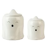 10 Strawberry Street Ghost Canister Set, 6.5" & 8", White/Black