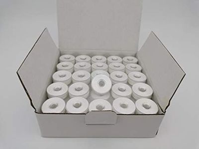 DOUBLELIN Prewound Bobbin, Size M, Style M, White, 75pcs per Box, Plastic Sided, 40S/2 Polyester for Embroidery, Doublelin, Fit Machine Using Size M Bobbin (40S2, White)