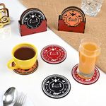 GKD Coaster Set of 12 Bastar Art Wooden Coasters with Proper Coaster Stand Tribal Art Home Decor Coaster Set fit for Tea Cups, Coffee Mugs and Glasses (3.5 X 3.5 Inch) (Multi Color)