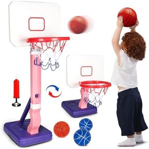 Toddler Basketball Hoop Indoor Outdoor, Portable Kids Basketball Hoop Height Adjustable, Pool Basketball Hoop Poolside with 4 Balls and Pump, Basketball Hoop for Baby Ages 3 4 5 6 7 8 Birthday Gifts