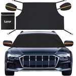 Sfee Car Windshield Snow Cover, Winter 85"x50" UV Protection Cover Magnets Double Side Design 210T Waterproof with Side Mirror Snow Covers Extra Large Size for Most Cars Trucks SUV + 4 Hooks