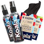 Koala Eyeglass Lens Cleaner Spray Kit | (2x) Glasses Cleaner Bottle + (2x) Microfiber Cloth | Alcohol Free Eyeglasses, Screen, and Camera Cleaning Kit | Made in USA (4 Piece Set)