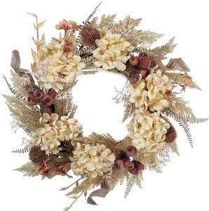 BINFEN 20 Inch Fall Wreaths for Front Door, Boho Front Door Wreath, Fake Dried Hydrangea Flowers, Burlap, Pampas Fall Decorations for Home Farmhouse Thanksgiving Harvest