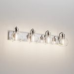 Tipace Chrome Modern Bathroom Vanity Light Fixtures Over Mirror Glass Globe 4 Lights Stainless Steel Vanity Lights Farmhouse Bath Lighting(Exclude Bulb)