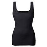 EUYZOU Women's Tummy Control Shapewear Tank Tops Seamless Square Neck Compression Tops Slimming Body Shaper Camisole, Black, X-Large